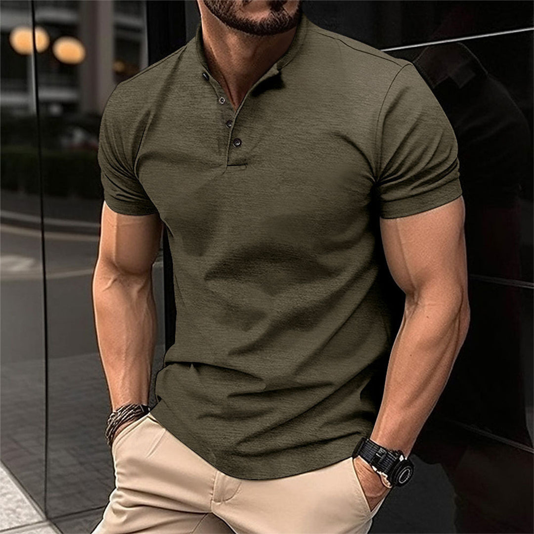 Hendrick Men's Henley T-shirt | Breathable Cotton, Casual 0
