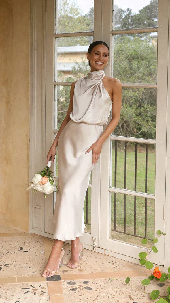 Irina Women's Satin Cocktail Dress | Timeless Elegance, Formal Style 0