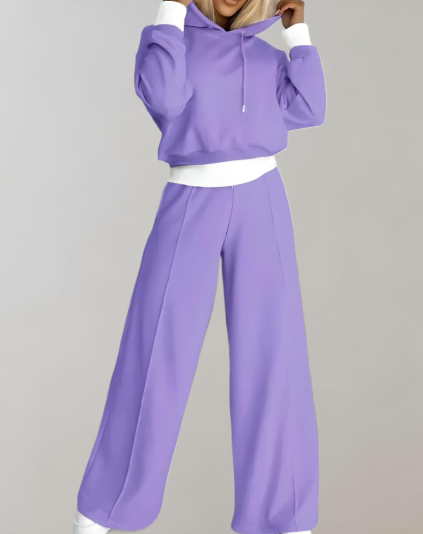 Ivy Women's Set | Comfortable Loungewear Two Piece Set with Hoodie & Wide-Leg Trousers 1