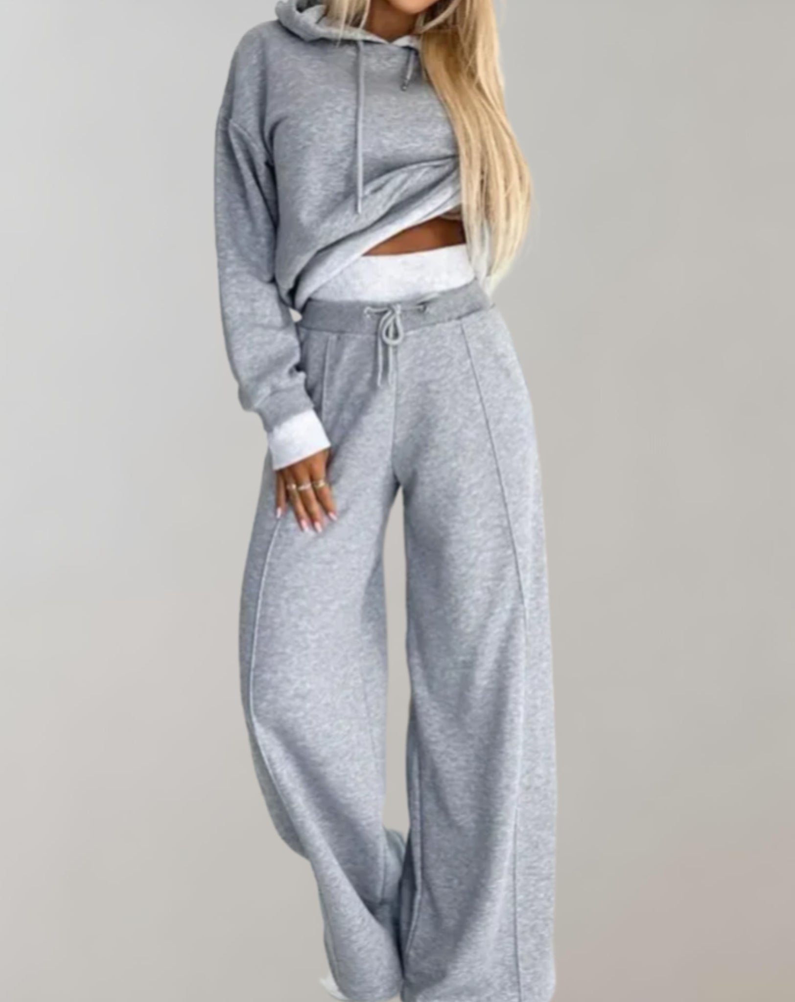 Ivy Women's Set | Comfortable Loungewear Two Piece Set with Hoodie & Wide-Leg Trousers 2