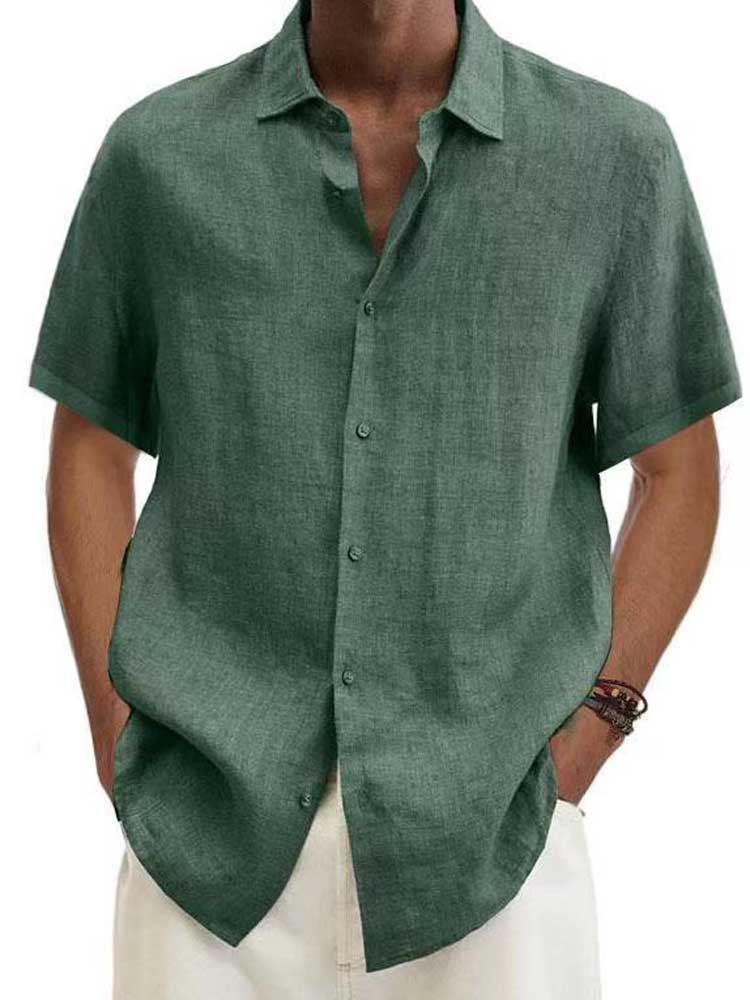 Jade Men's Linen Shirt | Elegant Cyan Green 0