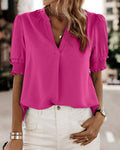 Jade Women's Blouse | Breathable Chiffon Blend, Puff Sleeve Top 0