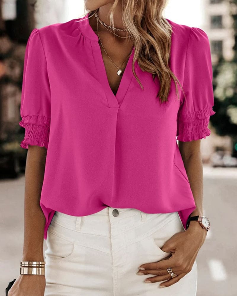 Jade Women's Blouse | Breathable Chiffon Blend, Puff Sleeve Top 0
