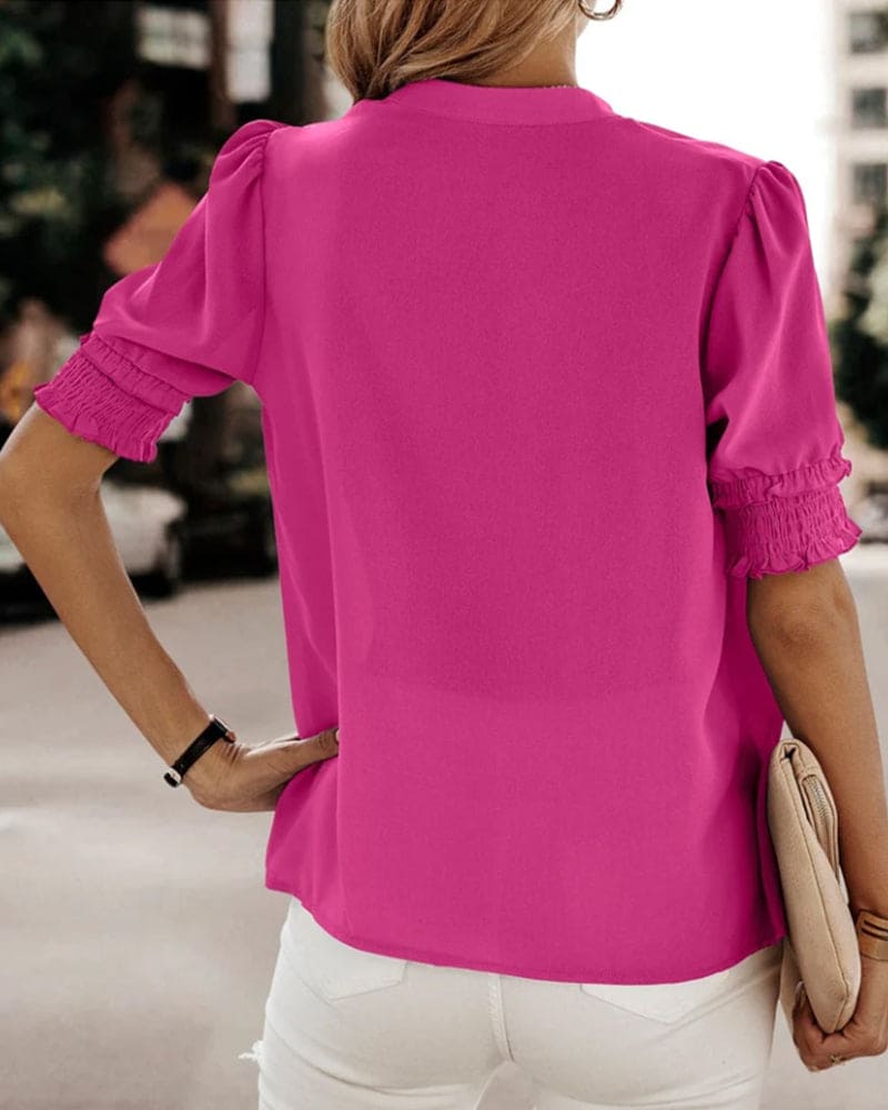 Jade Women's Blouse | Breathable Chiffon Blend, Puff Sleeve Top 2