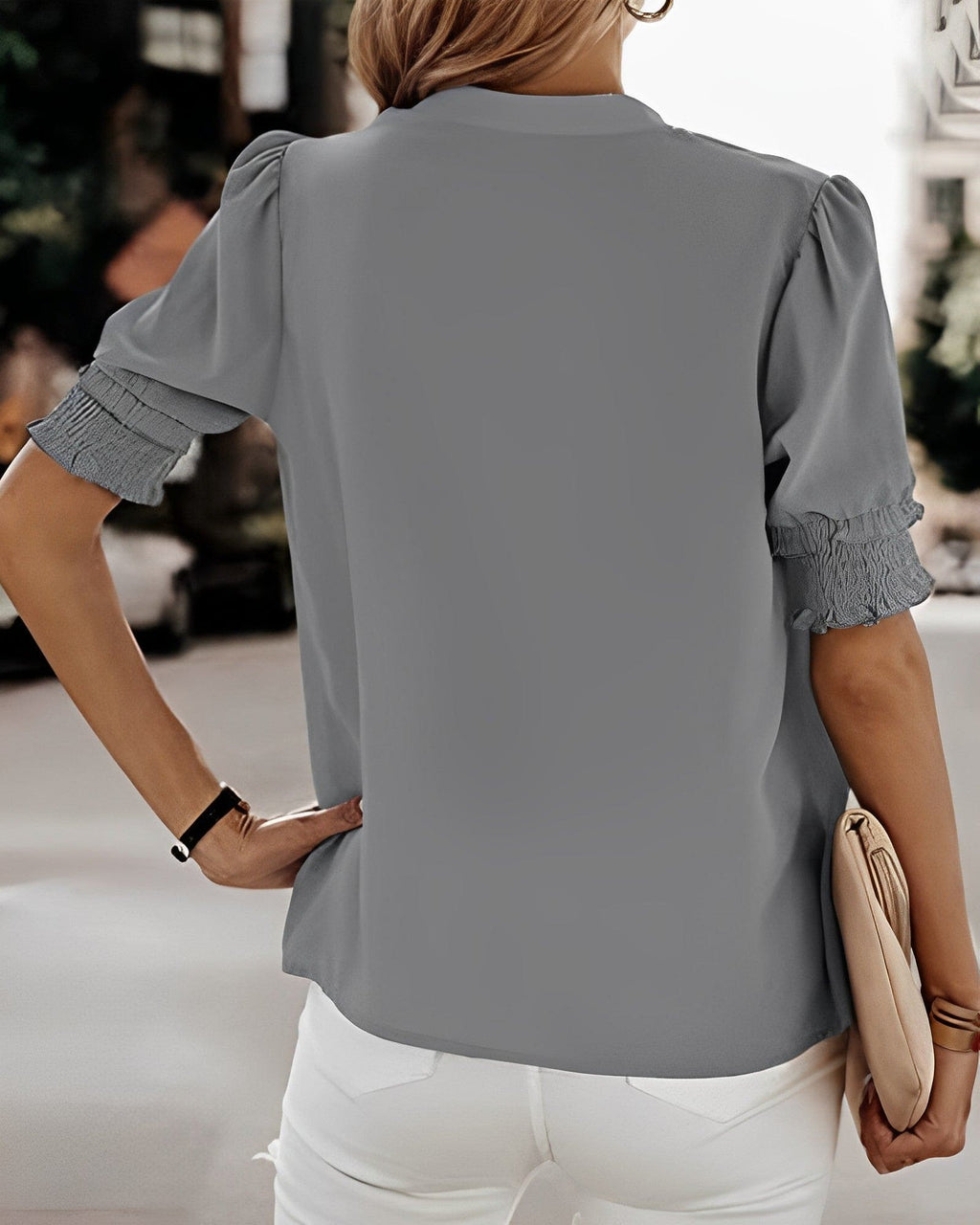 Jade Women's Blouse | Breathable Chiffon Blend, Puff Sleeve Top 8