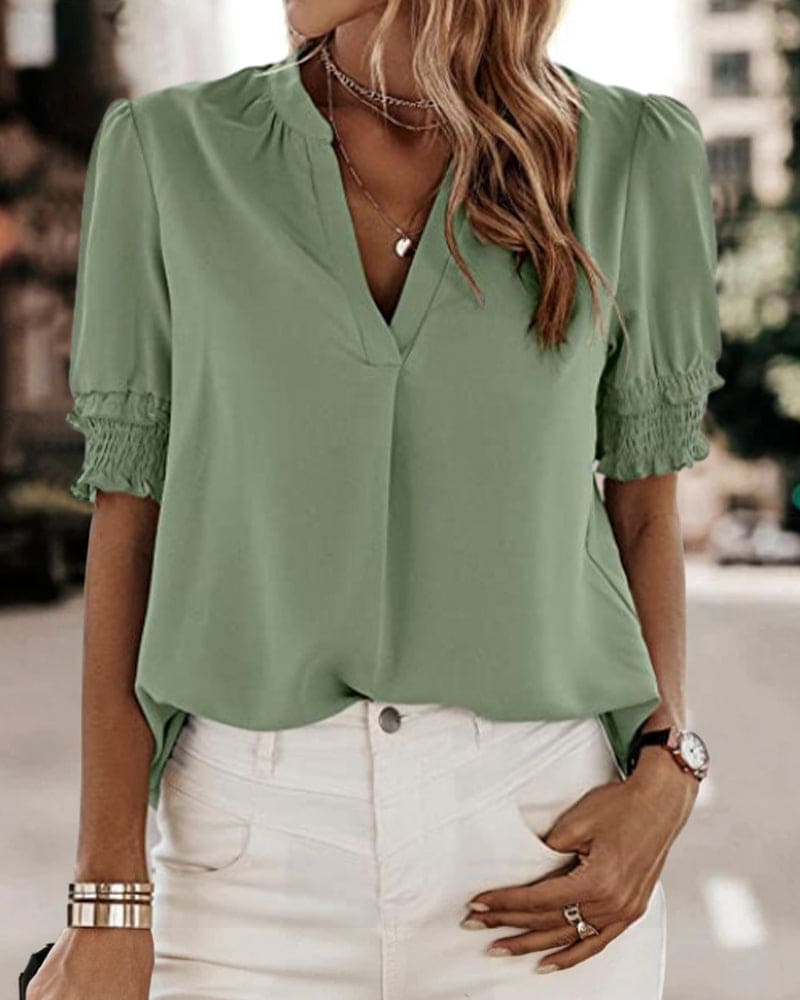 Jade Women's Blouse | Breathable Chiffon Blend, Puff Sleeve Top 9