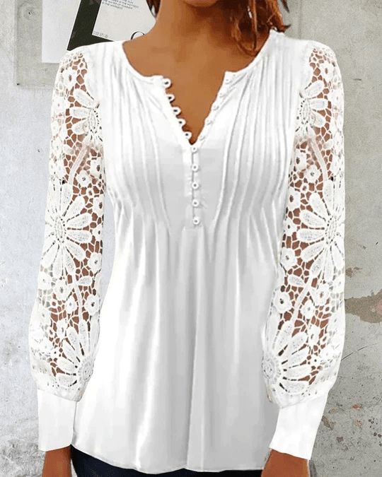 Jade Women's Blouse | Elegant Floral Design, Long Sleeve Tops 0