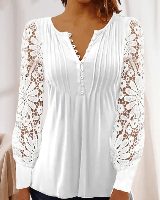 Jade Women's Blouse | Elegant Floral Design, Long Sleeve Tops 1