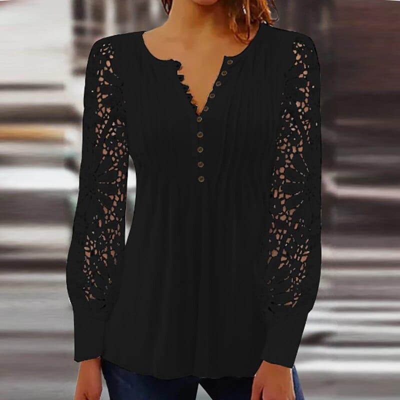 Jade Women's Blouse | Elegant Floral Design, Long Sleeve Tops 2