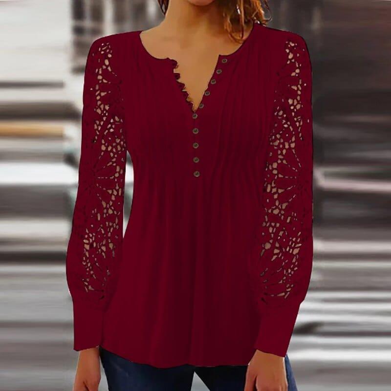 Jade Women's Blouse | Elegant Floral Design, Long Sleeve Tops 3