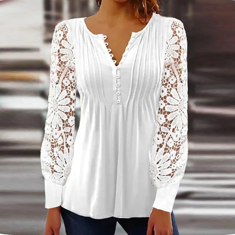 Jade Women's Blouse | Elegant Floral Design, Long Sleeve Tops 5