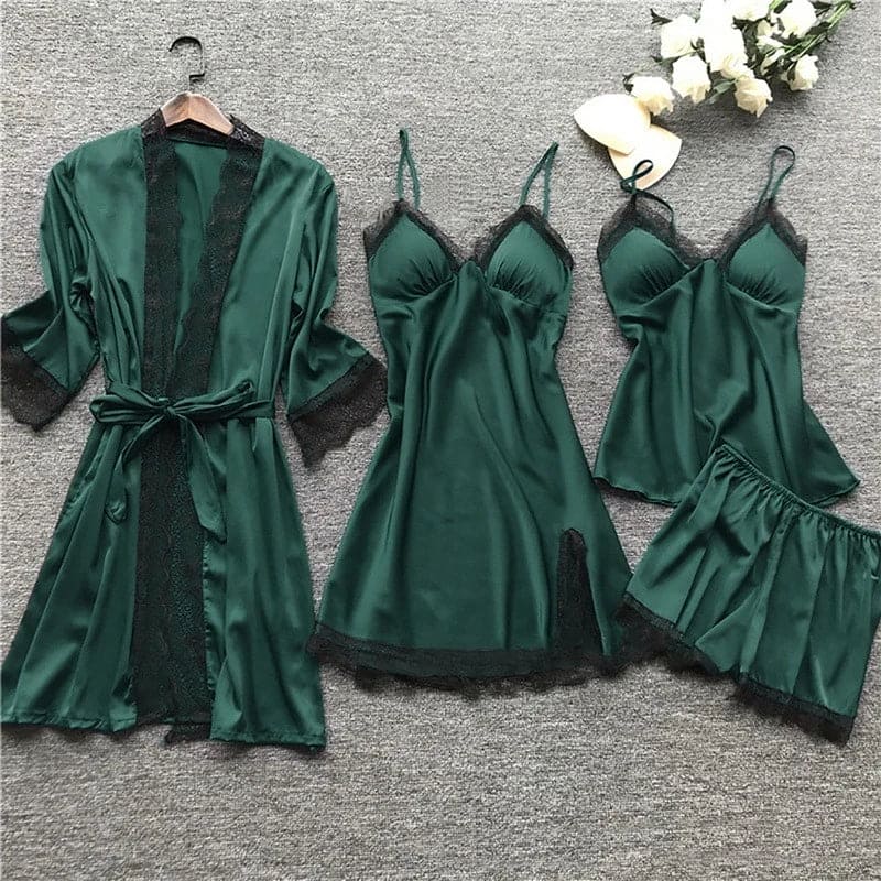 Jara Women's Pajama Set | Luxurious Satin with Elegant Lace Details 1