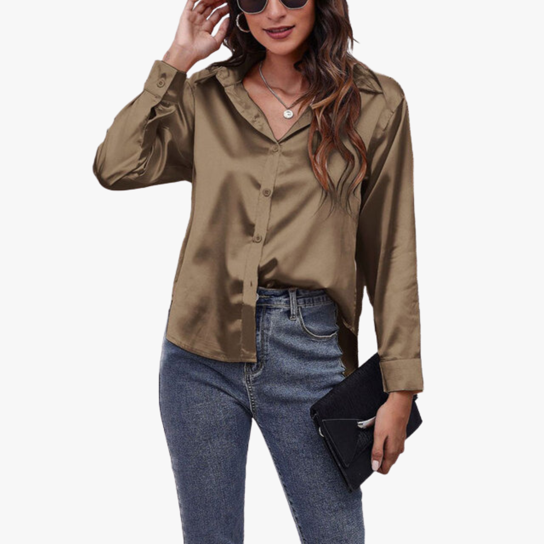 Kara Women's Silk Blouse | Elegant Long Sleeve Tops 0