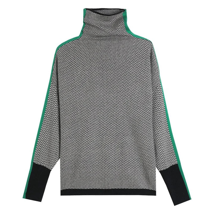 Kara Women's Turtleneck Sweater | Geometric Knit, Wool, Autumn/Winter 4
