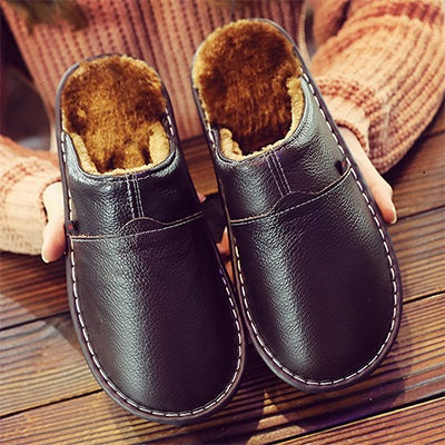Korey Men's Slippers | Waterproof Leather, Stylish Brown 1