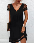 Lara Women's Lace Dress | Cotton Blend, Elegant V-Neck 0