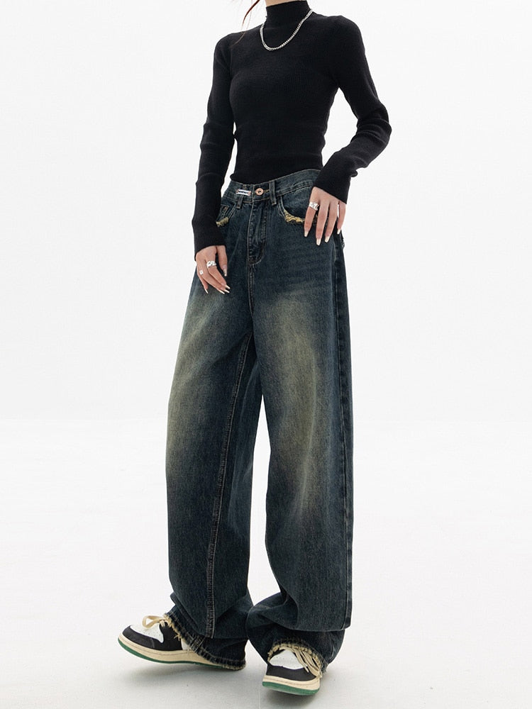Lena Women's Baggy Jeans | Vintage-Inspired Blue Streetwear 1