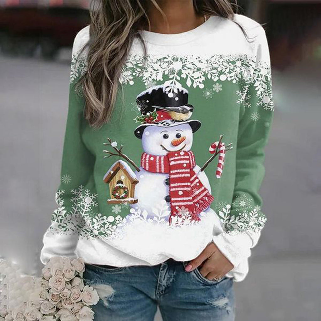 Lena Women's Sweater | Cotton Blend, Festive Snowman Design 0