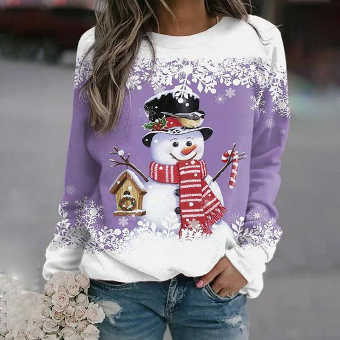 Lena Women's Sweater | Cotton Blend, Festive Snowman Design 4