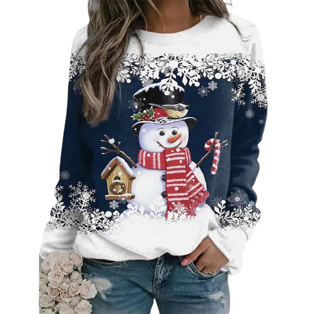 Lena Women's Sweater | Cotton Blend, Festive Snowman Design 8
