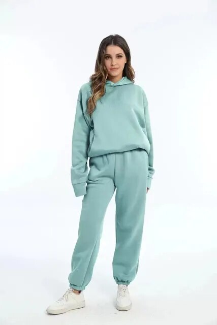 Leya Women's Hoodie and Jogging Pants Set | Cotton Blend, Cozy 2