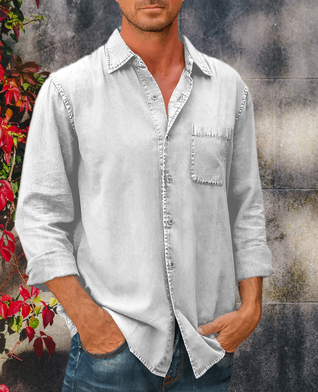 Liam Men's Denim Shirt | Soft Material, 1/4 Zipper Design 3