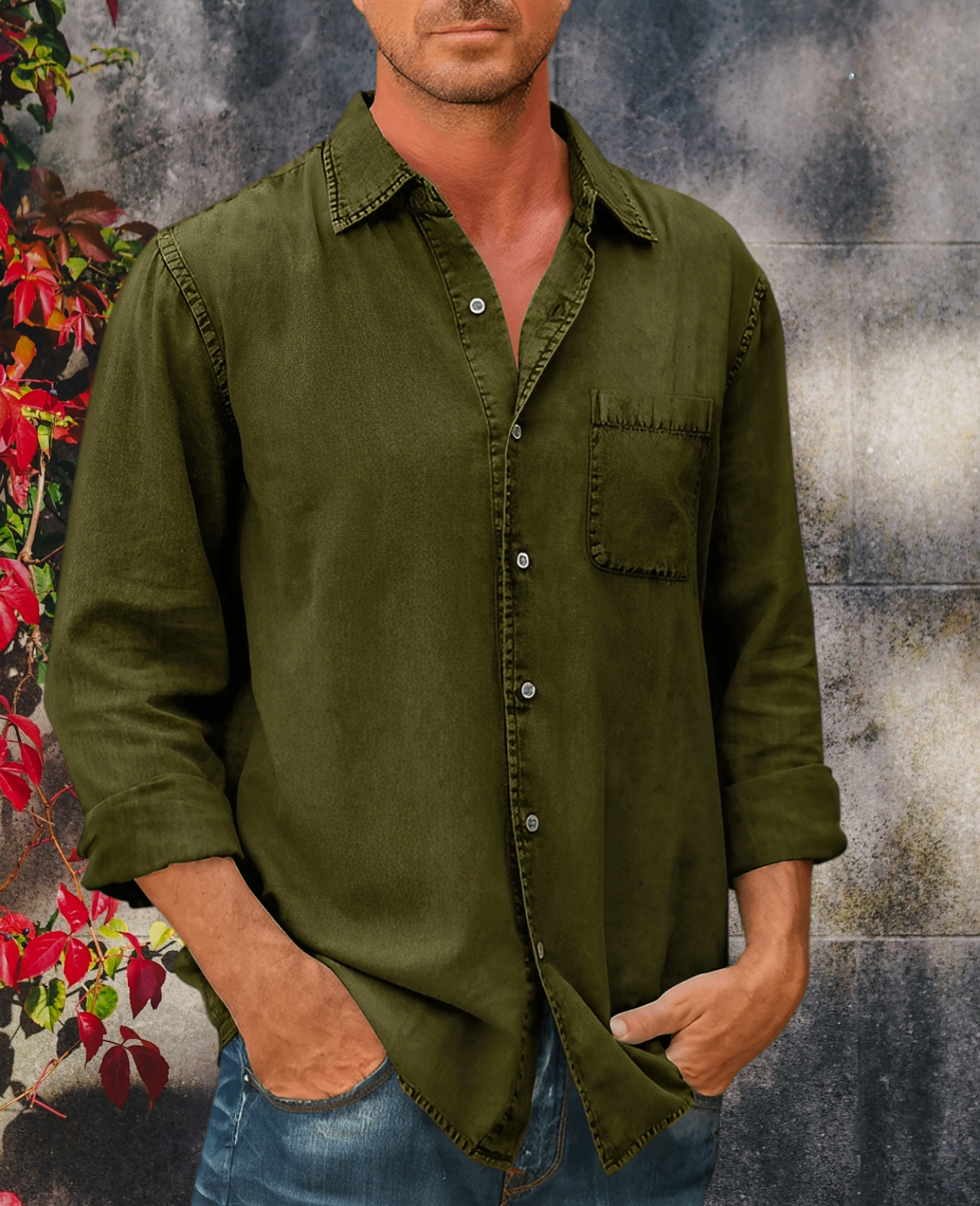 Liam Men's Denim Shirt | Soft Material, 1/4 Zipper Design 6