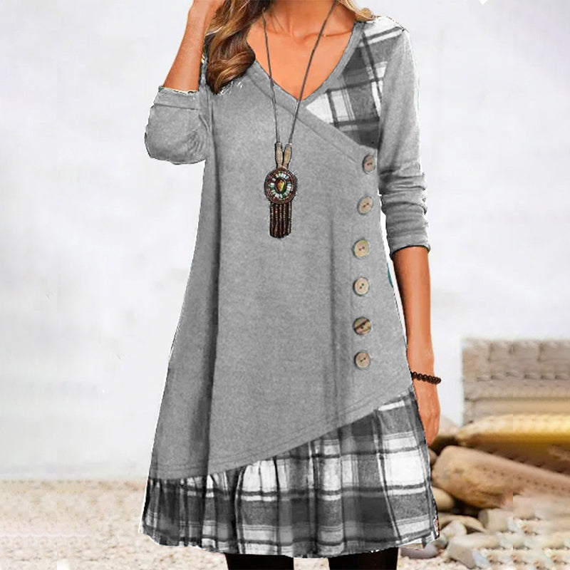 Lina Women's Checked Dress | Elegant A-line Design, Versatile Style 0