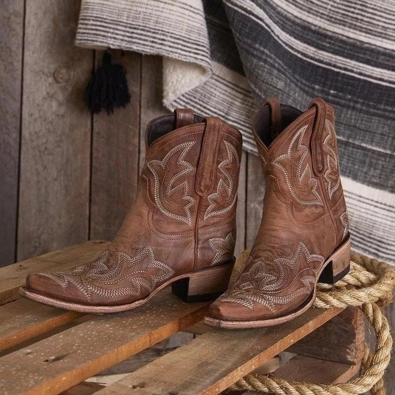 Lina Women's Cowboy Boots | Embroidered Leather, Timeless Elegance 0