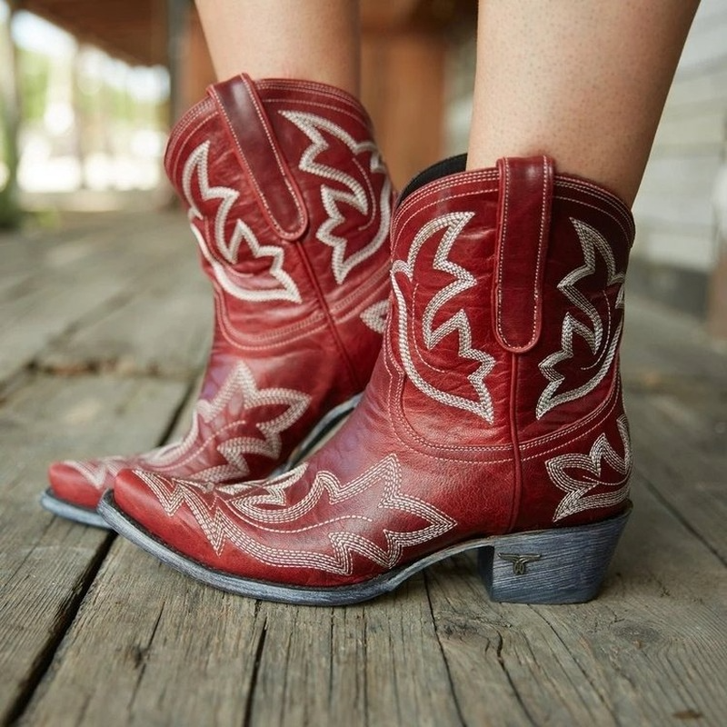 Lina Women's Cowboy Boots | Embroidered Leather, Timeless Elegance 2