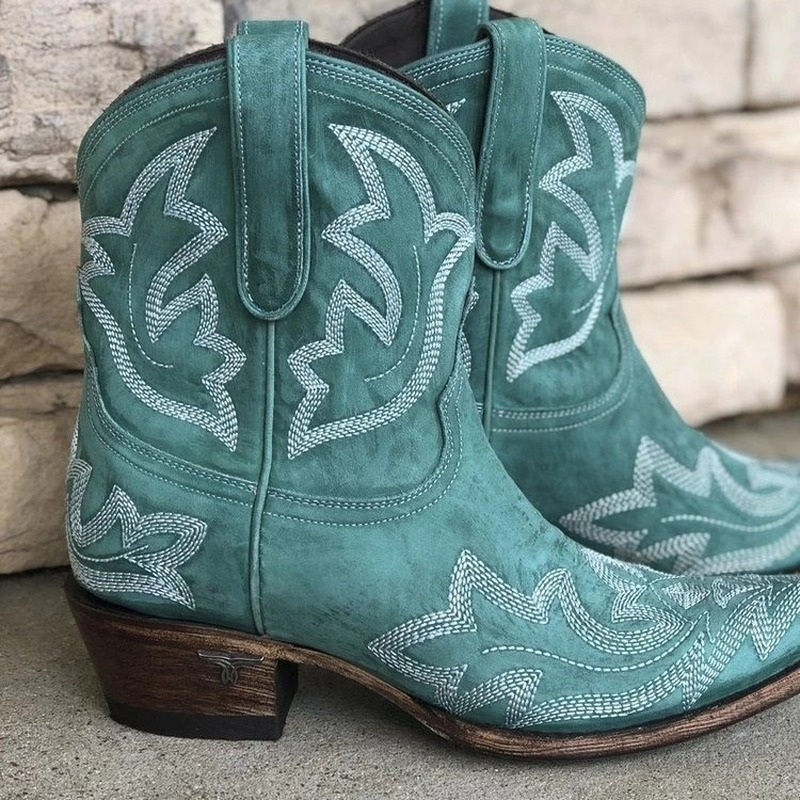 Lina Women's Cowboy Boots | Embroidered Leather, Timeless Elegance 3