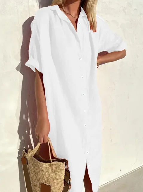 Lina Women's Shirt Dress | Oversized Linen, Summer Essential 1