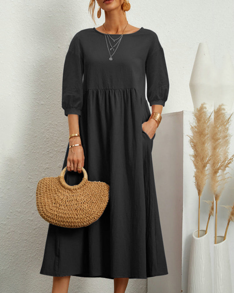 Luna Women's Maxi Dress | Cotton-Linen Blend, Elegant Fit 0