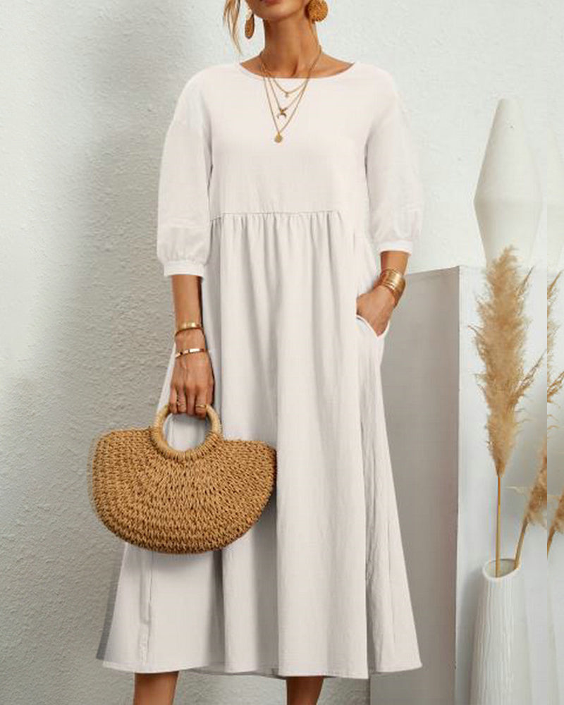 Luna Women's Maxi Dress | Cotton-Linen Blend, Elegant Fit 1