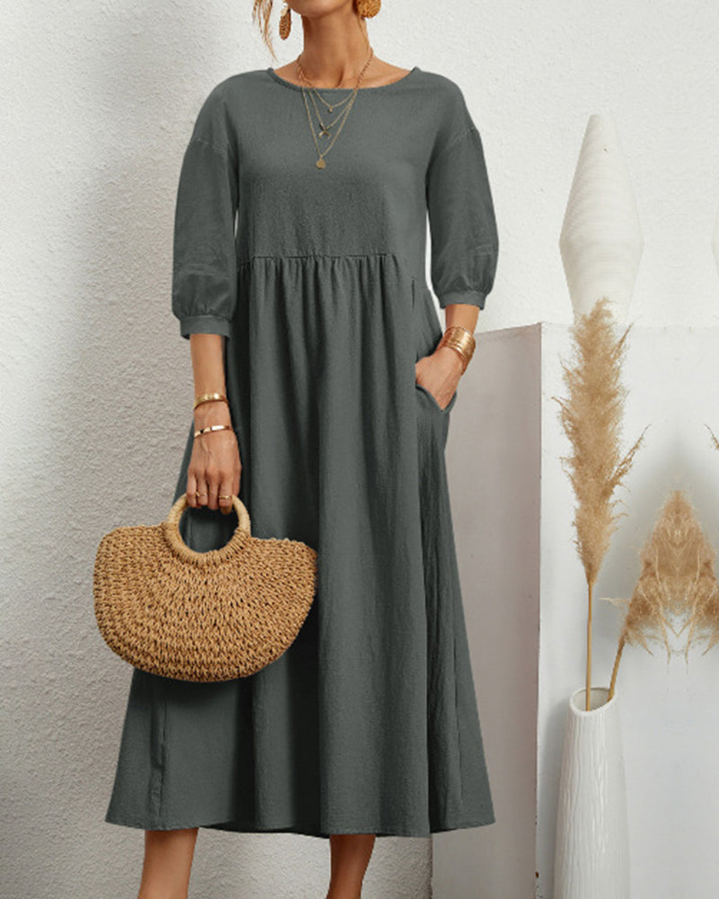 Luna Women's Maxi Dress | Cotton-Linen Blend, Elegant Fit 2