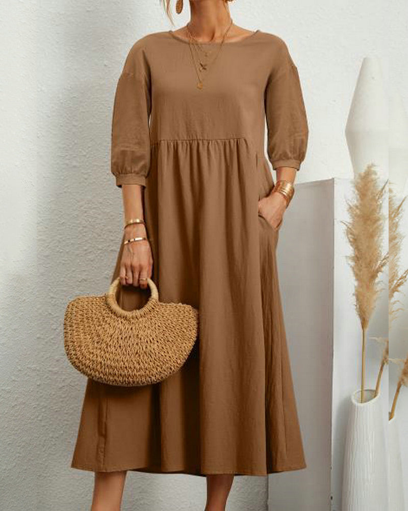 Luna Women's Maxi Dress | Cotton-Linen Blend, Elegant Fit 4