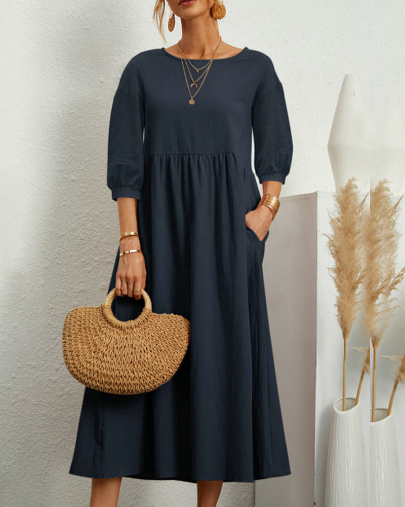 Luna Women's Maxi Dress | Cotton-Linen Blend, Elegant Fit 5