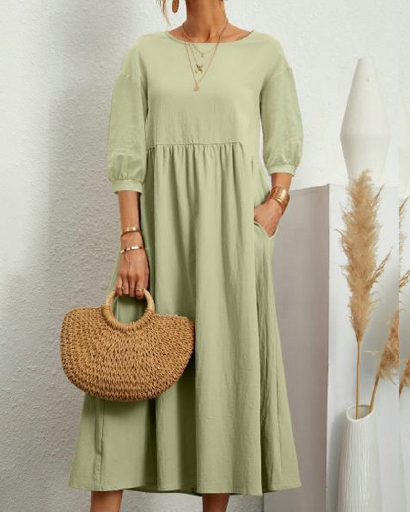 Luna Women's Maxi Dress | Cotton-Linen Blend, Elegant Fit 6