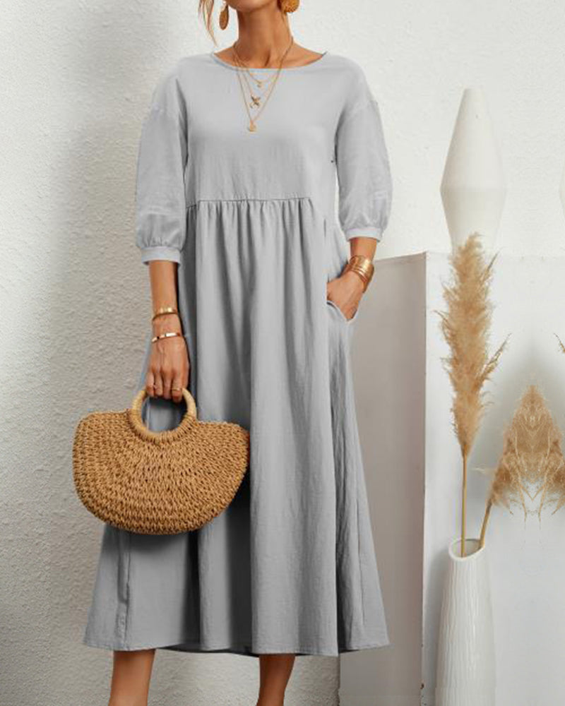 Luna Women's Maxi Dress | Cotton-Linen Blend, Elegant Fit 8