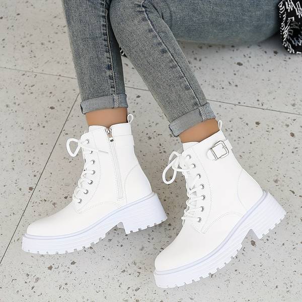 Luxe Women's Boots | Leather, Platform Sole with Bow Fastening 0