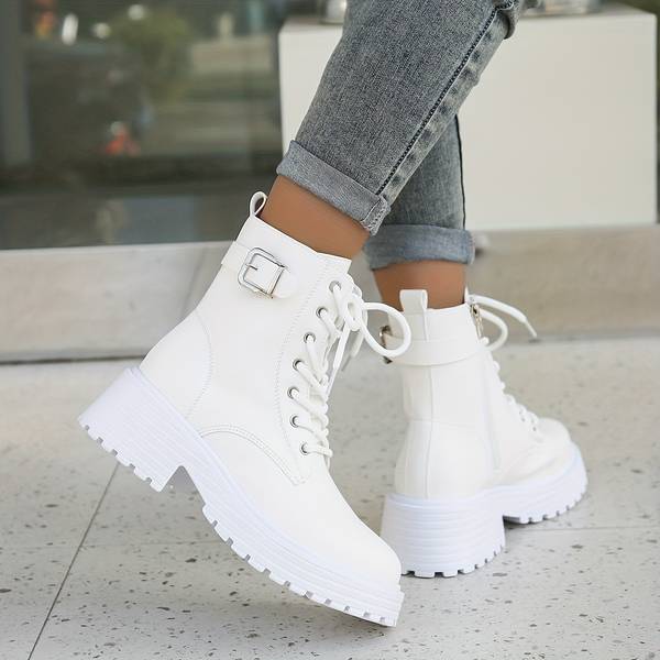 Luxe Women's Boots | Leather, Platform Sole with Bow Fastening 1