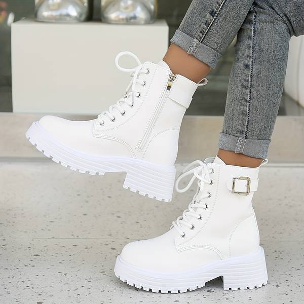 Luxe Women's Boots | Leather, Platform Sole with Bow Fastening 2