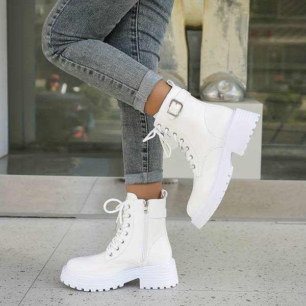 Luxe Women's Boots | Leather, Platform Sole with Bow Fastening 3