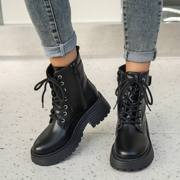Luxe Women's Boots | Leather, Platform Sole with Bow Fastening 5