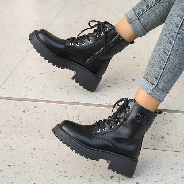 Luxe Women's Boots | Leather, Platform Sole with Bow Fastening 6