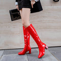 Luxe Women's Knee-High Boots | Shiny Finish, Block Heel 0