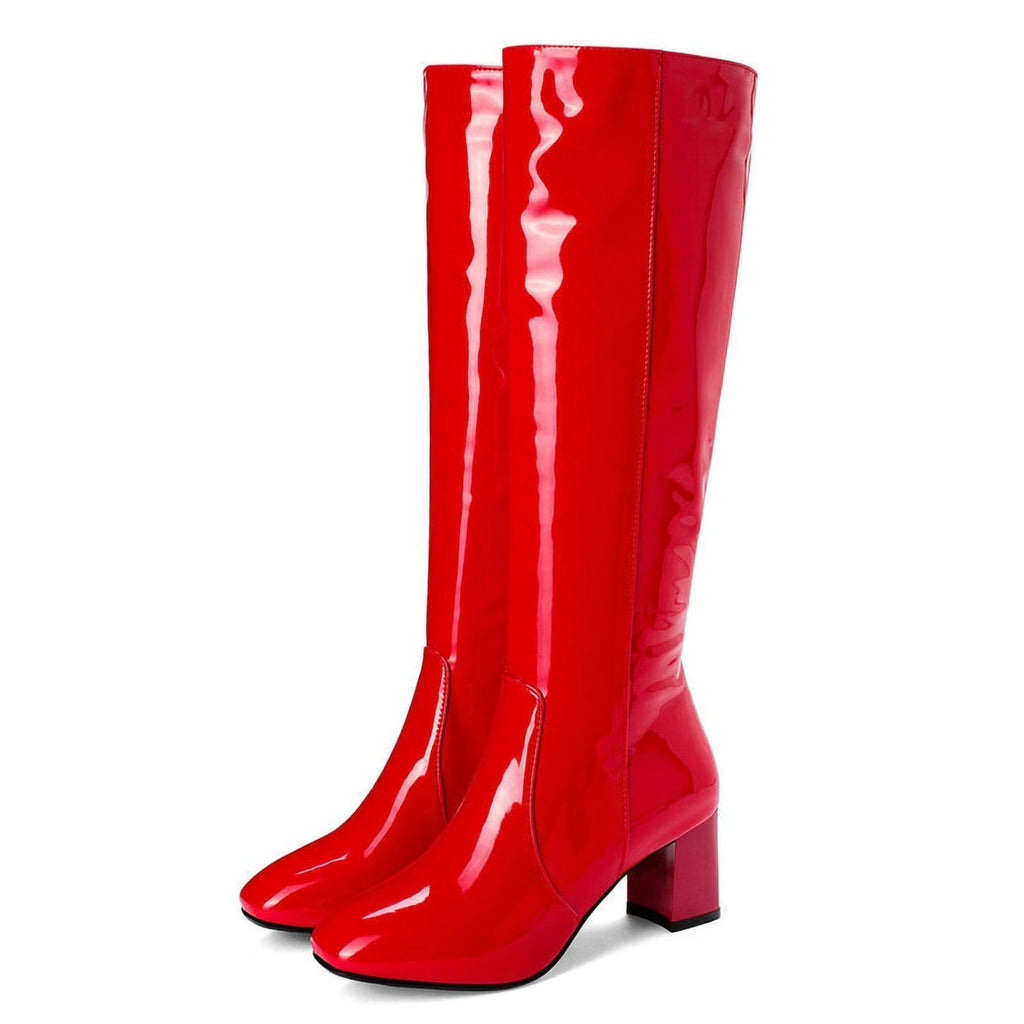 Luxe Women's Knee-High Boots | Shiny Finish, Block Heel 3