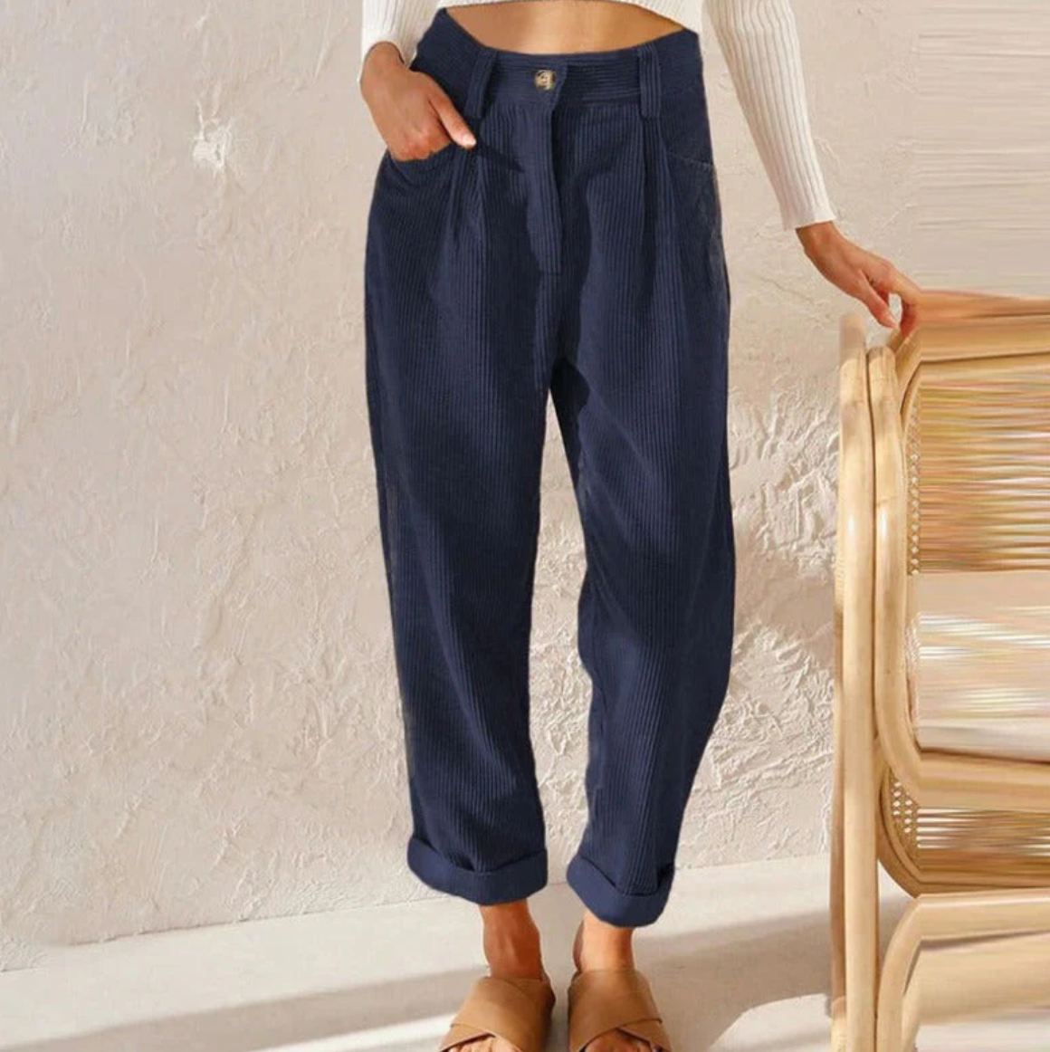 Mali Women's Trousers | Soft Corduroy, Casual Style 9