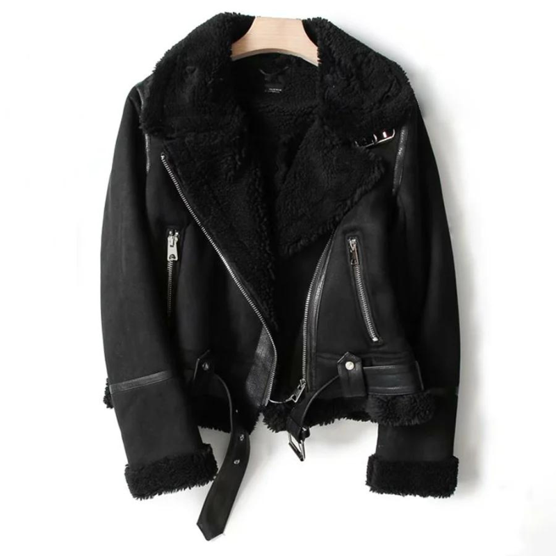 Maverick Women's Leather Jacket | Sherpa Lining, Trendy Style 2