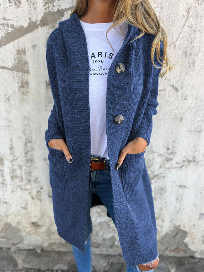 Maya Women's Long Cardigan | Cozy Knit with Hood, Elegant Design 2